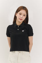 將圖片載入圖庫檢視器 BEYOND CLOSET 經典刺繡黑色純棉短版POLO衫