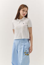 將圖片載入圖庫檢視器 BEYOND CLOSET 經典刺繡白色純棉短版POLO衫