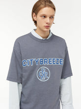 將圖片載入圖庫檢視器 CITYBREEZE Logo塗鴉印花藍色短袖上衣