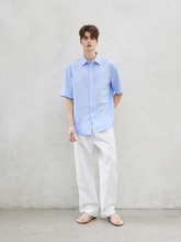 將圖片載入圖庫檢視器 CITYBREEZE 淺藍短袖OVERSIZE條紋襯衫