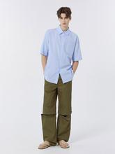 將圖片載入圖庫檢視器 CITYBREEZE 淺藍短袖OVERSIZE條紋襯衫