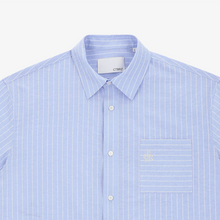 將圖片載入圖庫檢視器 CITYBREEZE 淺藍短袖OVERSIZE條紋襯衫