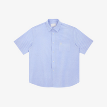 將圖片載入圖庫檢視器 CITYBREEZE 淺藍短袖OVERSIZE條紋襯衫