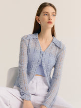 將圖片載入圖庫檢視器 CITYBREEZE 蕾絲透膚水藍色開襟襯衫 (IZ*ONE金珉周、(G)I-DLE 薇娟同款)