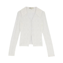 將圖片載入圖庫檢視器 CITYBREEZE 蕾絲透膚白色開襟襯衫