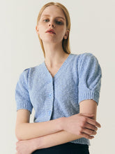 將圖片載入圖庫檢視器 CITYBREEZE 泡泡袖水藍色開襟針織衫 (IZ*ONE金珉周同款)