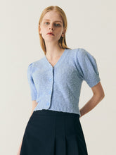 將圖片載入圖庫檢視器 CITYBREEZE 泡泡袖水藍色開襟針織衫 (IZ*ONE金珉周同款)