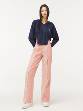 將圖片載入圖庫檢視器 CITYBREEZE 粉色拼接單寧牛仔寬褲 ((G)IDLE曹薇娟同款)