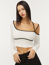 將圖片載入圖庫檢視器 CITYBREEZE 不規則線條剪裁短版白色上衣 ((G)IDLE曹薇娟同款)