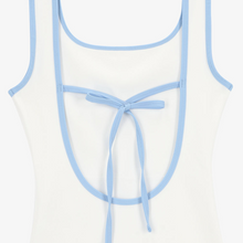 將圖片載入圖庫檢視器 CITYBREEZE 極簡Logo象牙藍連身窄肩綁帶泳衣