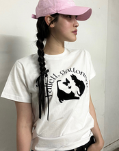 將圖片載入圖庫檢視器 FALLETT Nero Fly 貓貓蝴蝶白色短袖上衣