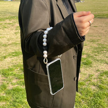 將圖片載入圖庫檢視器 ARNO Beads系列 珠鍊防撞手機殼_黑珠點綴珍珠