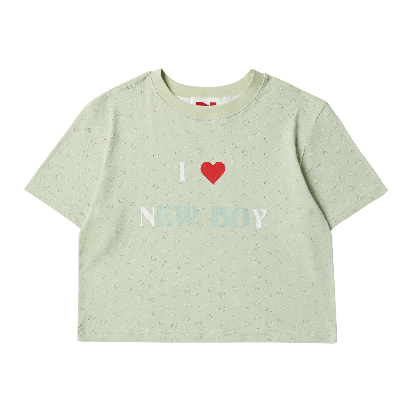 BEYOND CLOSET New Boy 特殊花紋薄荷綠短版T恤