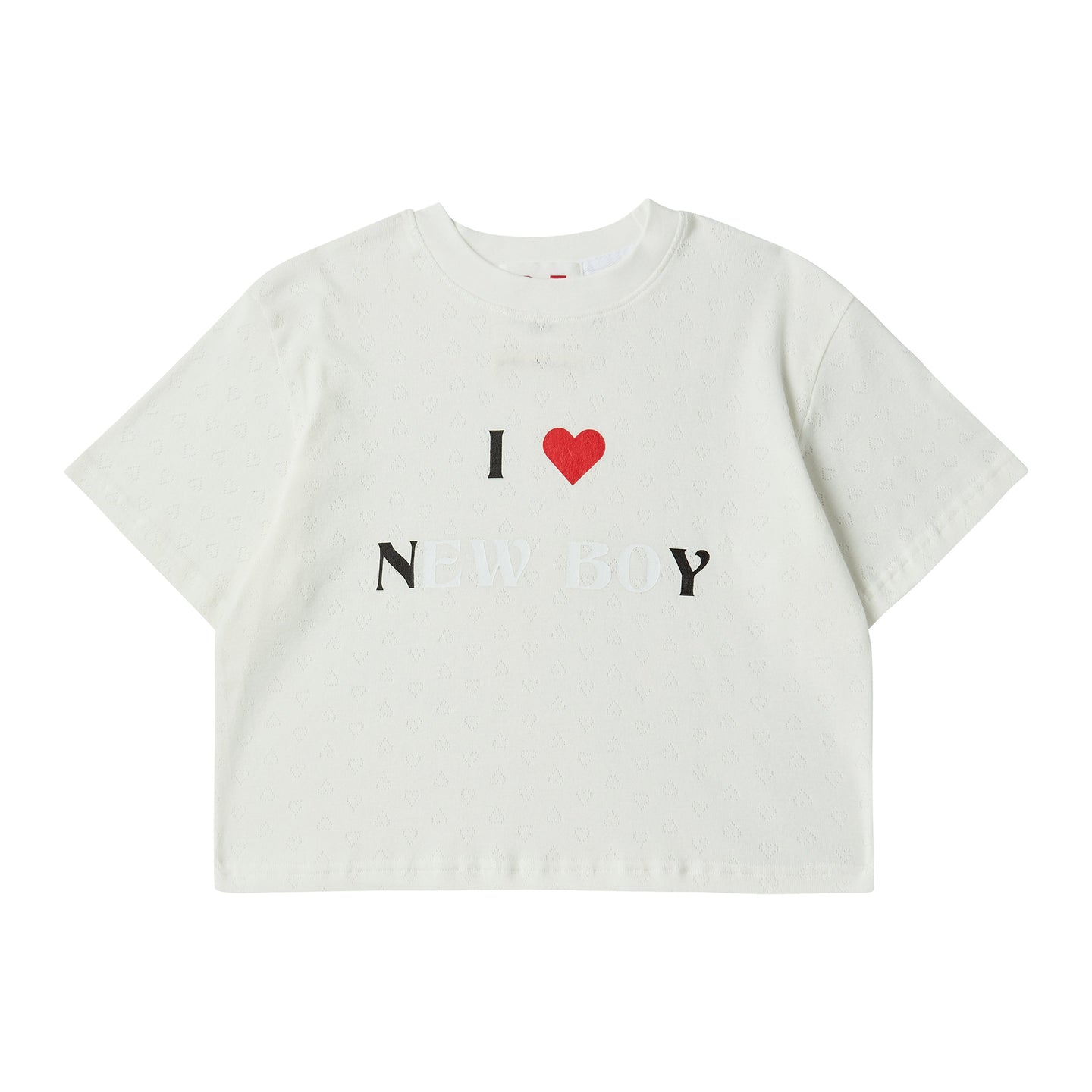 BEYOND CLOSET New Boy 特殊花紋白色短版T恤