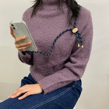 將圖片載入圖庫檢視器 ARNO 可拆式 編繩背帶透明手機殼_粉點藍