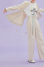 將圖片載入圖庫檢視器 CCOMAQUE 韓式長帶裝飾休閒米色寬褲