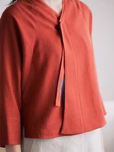 將圖片載入圖庫檢視器 DOLSILNAI 刺繡七分袖紅色罩衫