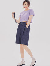 將圖片載入圖庫檢視器 CCOMAQUE 側腰彩色裝飾深藍色五分褲
