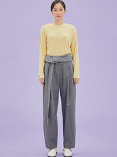 將圖片載入圖庫檢視器 CCOMAQUE 韓式長帶休閒打摺灰色寬褲