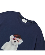 將圖片載入圖庫檢視器 BEYOND CLOSET 搖滾狗狗印花深藍色短袖T恤