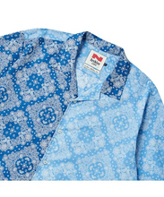 將圖片載入圖庫檢視器 BEYOND CLOSET Collection Line 藍色拼接開領純棉短袖襯衫