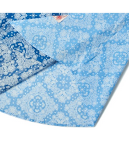 將圖片載入圖庫檢視器 BEYOND CLOSET Collection Line 藍色拼接開領純棉短袖襯衫