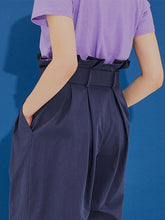 將圖片載入圖庫檢視器 CCOMAQUE 綁帶花苞深藍色五分褲