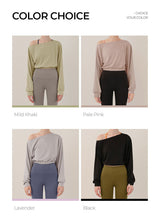 將圖片載入圖庫檢視器 CONCHWEAR 慵懶寬鬆長袖露肩罩衫 4色