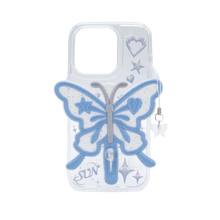 將圖片載入圖庫檢視器 SECOND UNIQUE NAME 透明蝴蝶藍色手機殼
