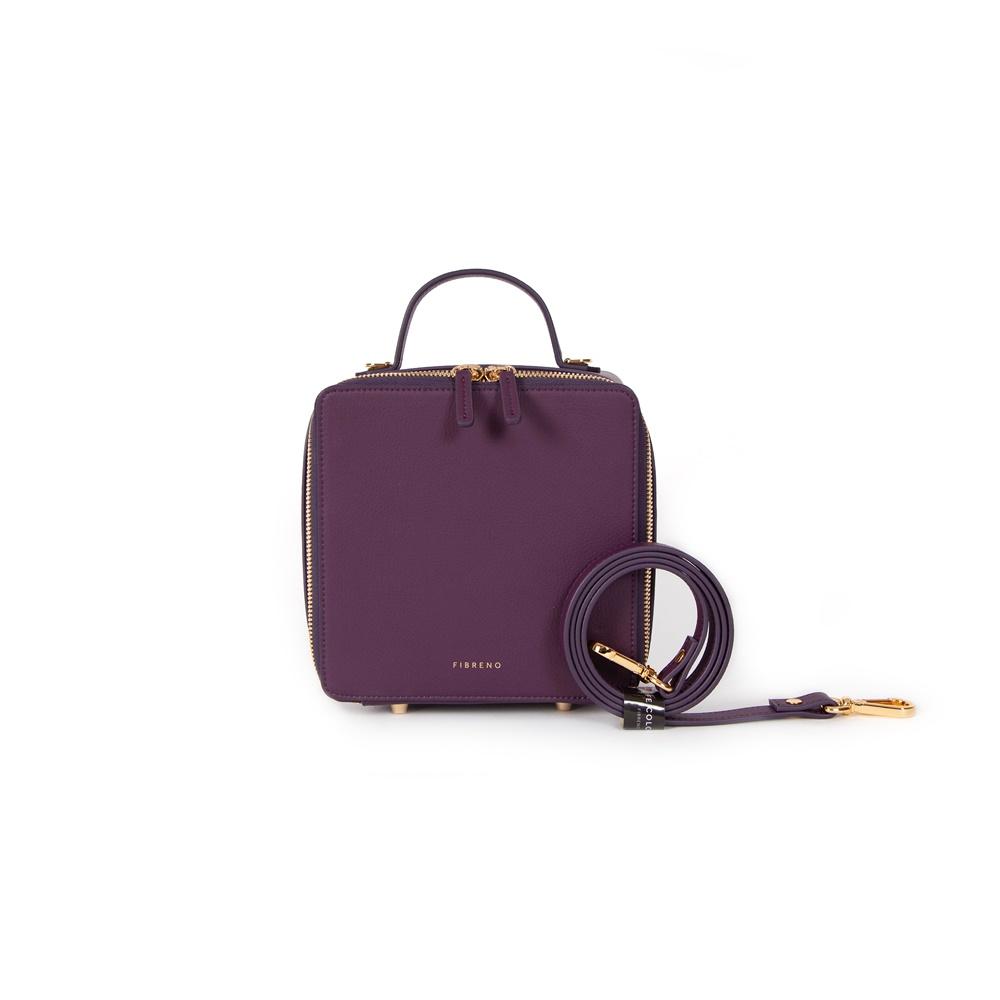 FIBRENO Square 紫色手提斜背化妝方包