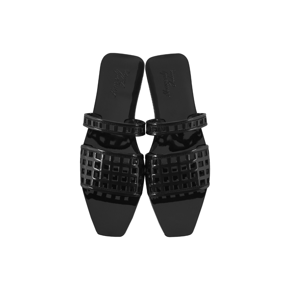 HEAVENLY JELLY Mule Classic 黑色四角形果凍鞋