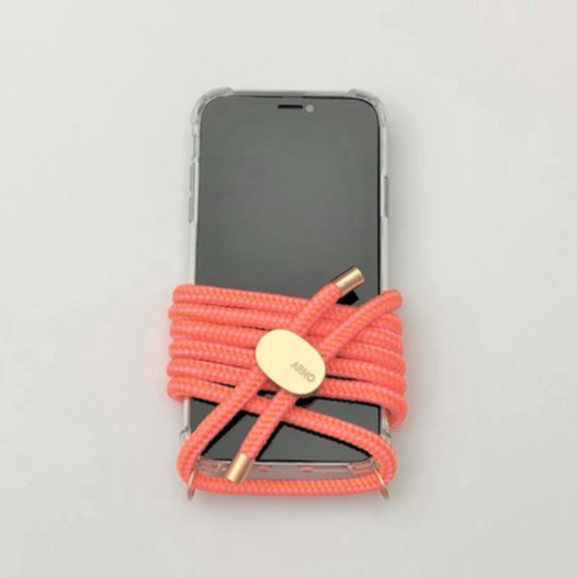 ARNO 可拆式 編繩背帶透明手機殼_甜橙橘